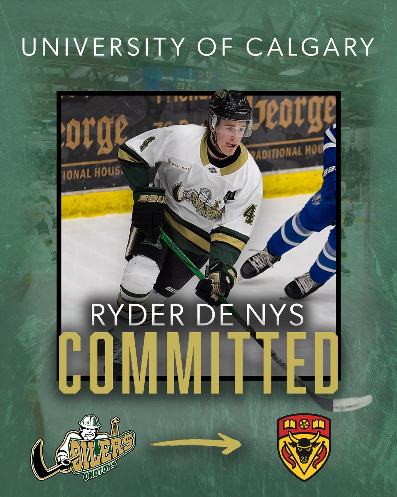 Ryder is headed to UofC!!

We are thrilled to announce that Ryder de Nys has committed to the University of Calgary! 🎉 Congratulations, Ryder! Your hard work truly shines, and we can’t wait to see all you achieve!

#OkotoksOilers #BuiltAlbertaStrong

📸 @chadegoddard 
©️ Kiana Briscoe 2026