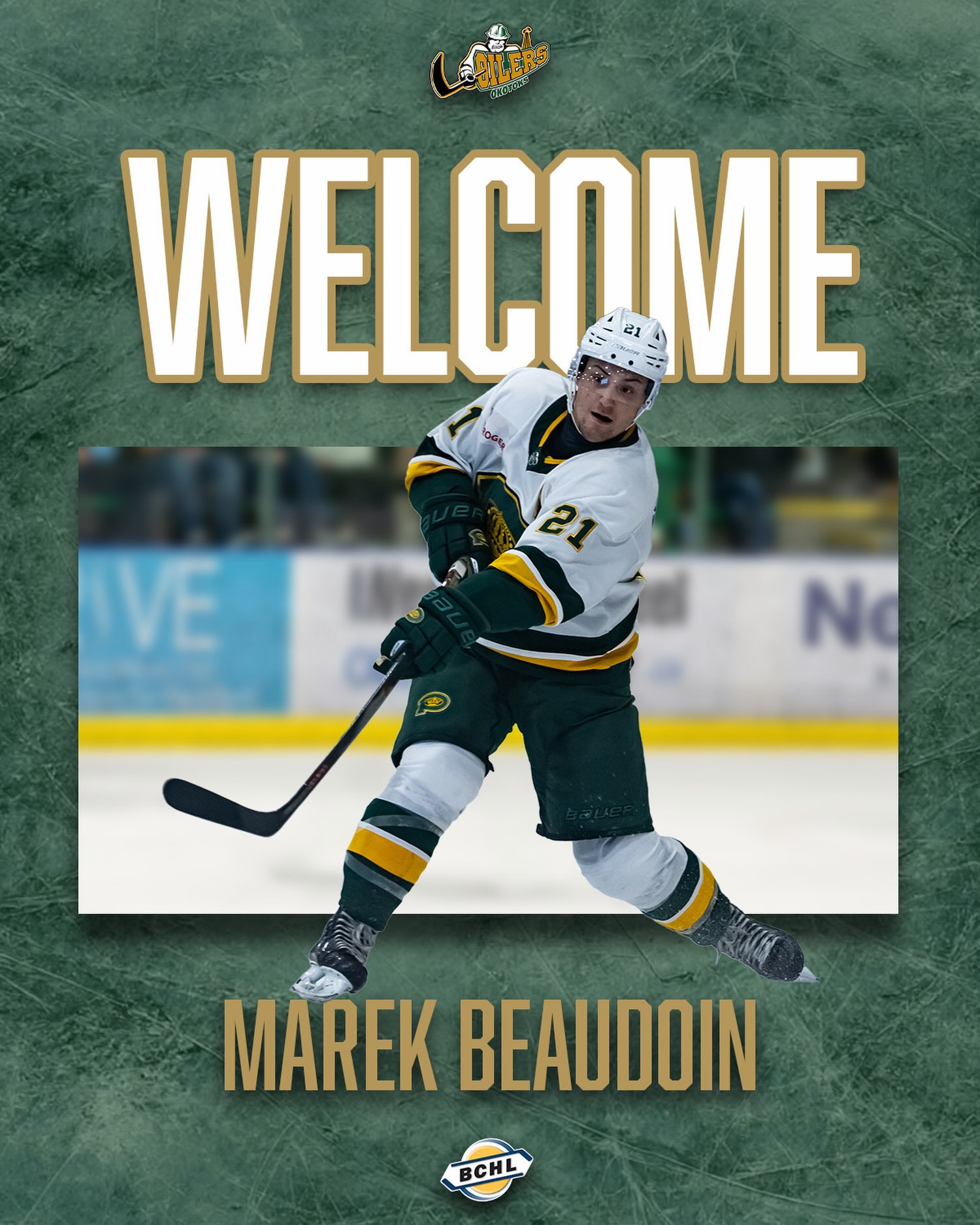 Hey Green Army, help us welcome our newest addition @marek_beaudoin to Okotoks!

We can’t wait to see Beaudoin in the Green and Gold!

To read more about Beaudoin visit OkotoksOilers.com!

#OkotoksOilers #BCHL
