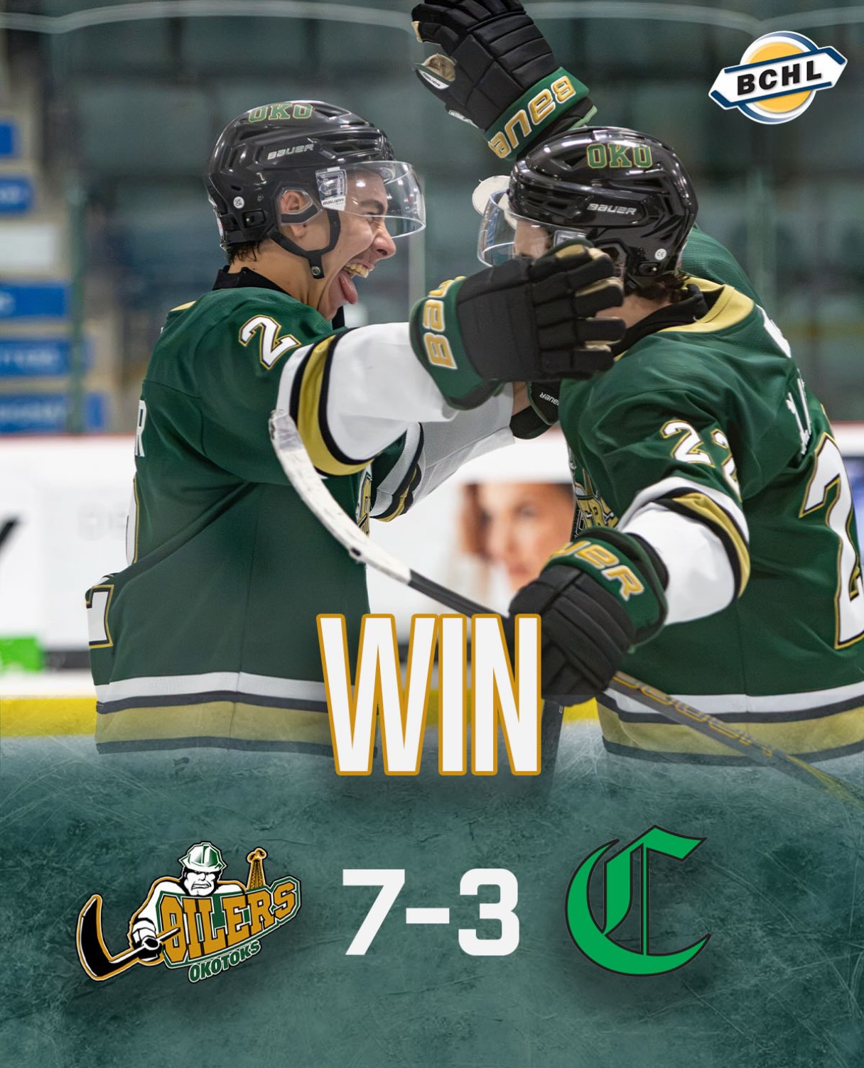 That’s a wrap here in Sherwood! Cohen Carter’s Hat Trick lifts us over the Crusaders. That’s now two games in a row where one of our guys picks up three goals!

#OkotoksOilers #BCHL