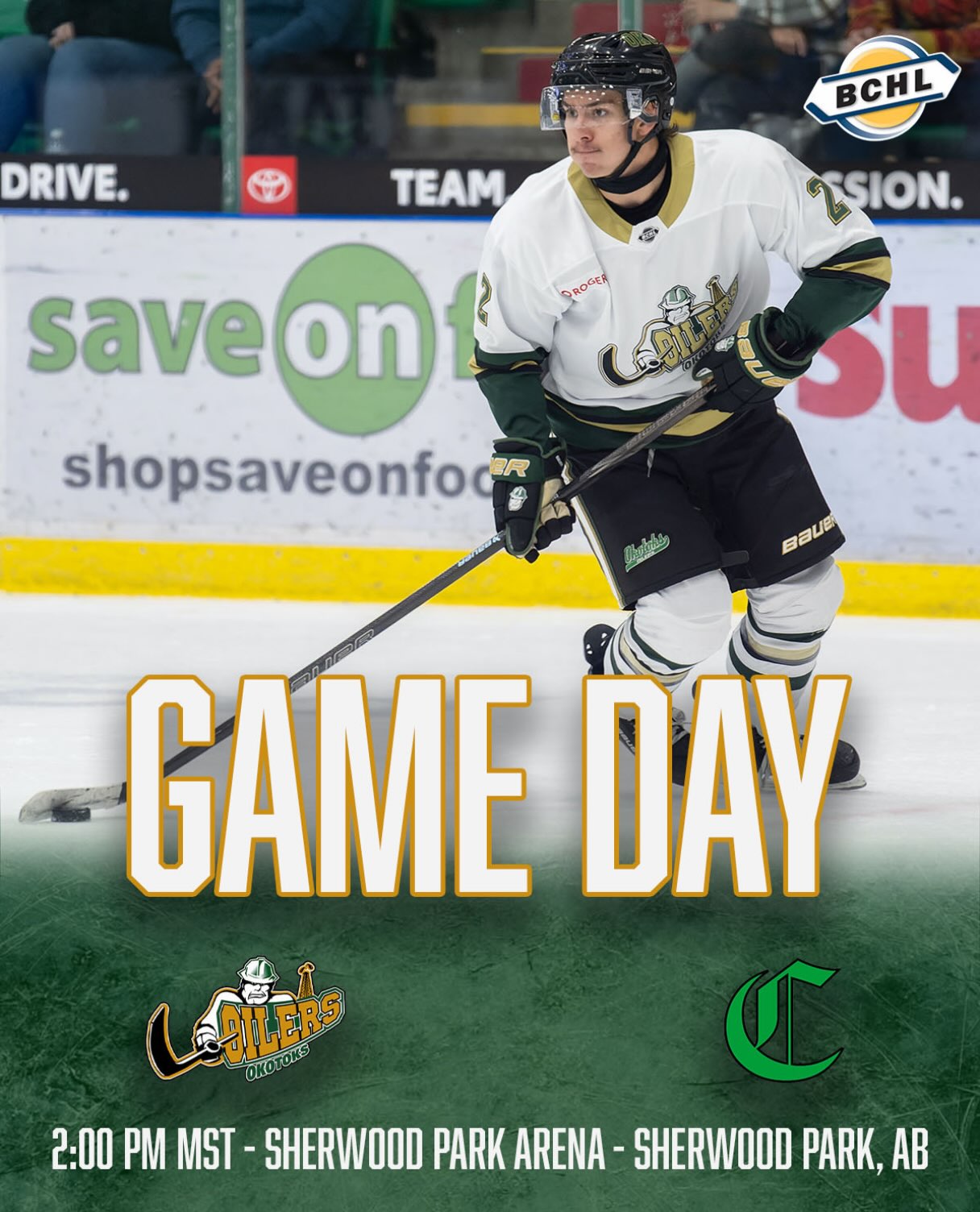 It’s Game Day! We are on the road in Sherwood Park for our afternoon tilt.

#OkotoksOilers #BCHL