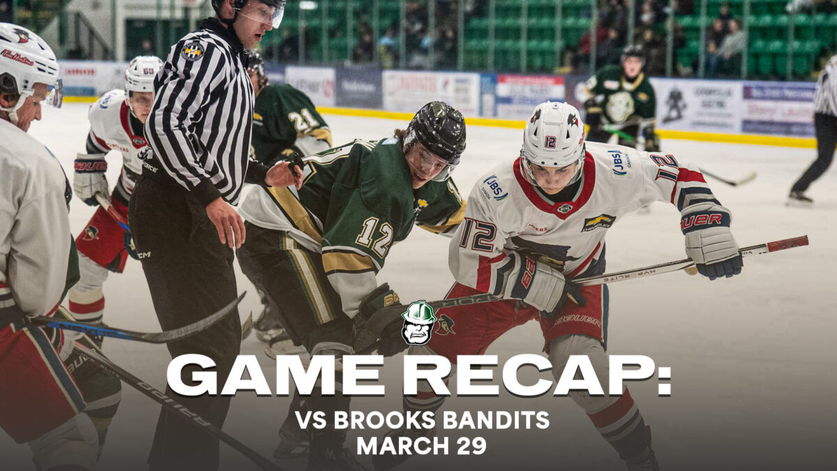 Oilers vs Bandits March 29. (Geyan Predas and Chad Goddard/Okotoks Oilers)