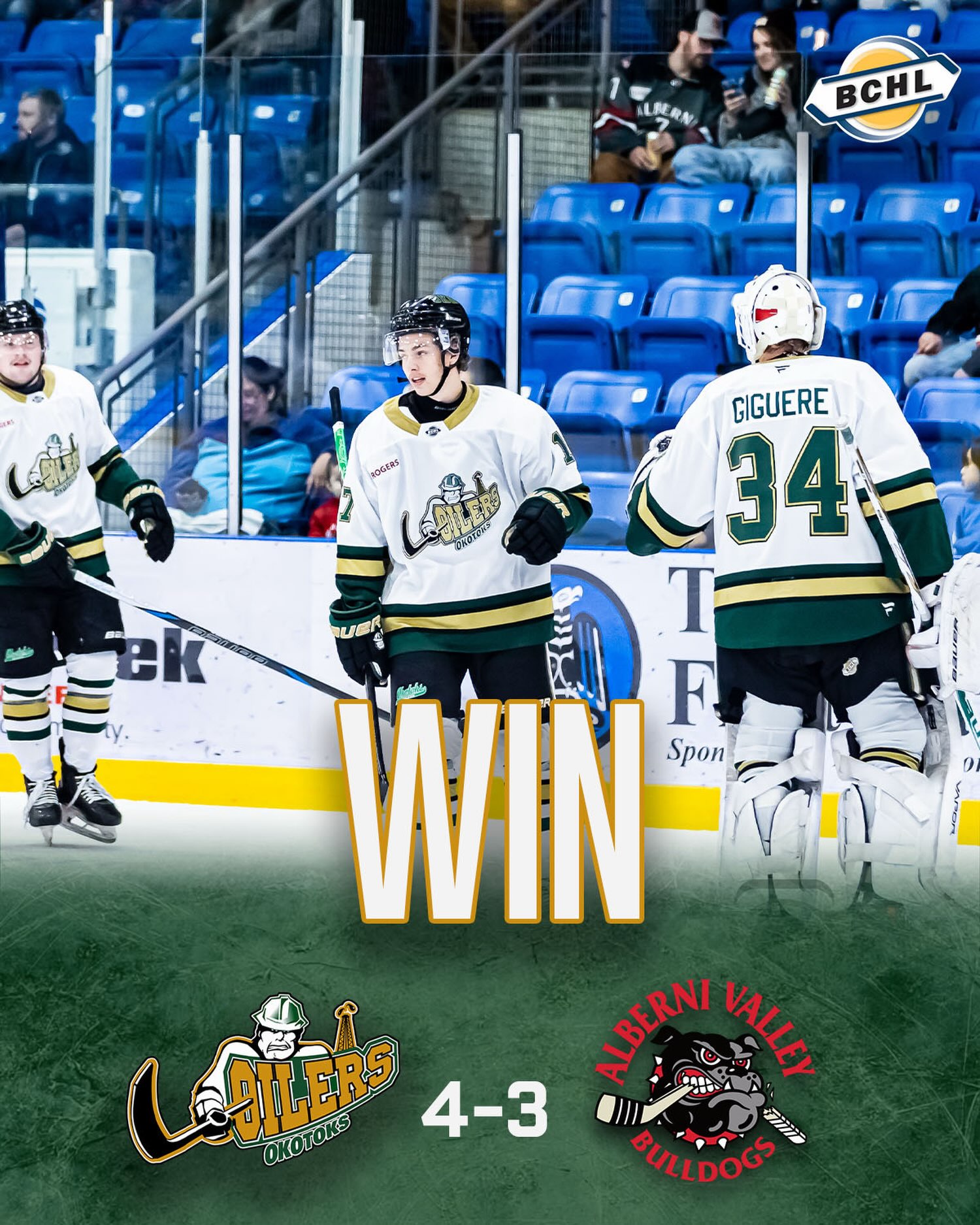 That’s back-to-back wins!

The guys will aim to make it three in a row tomorrow in Victoria against the Grizzlies!

📸 @chaissoncreative 

#OkotoksOilers