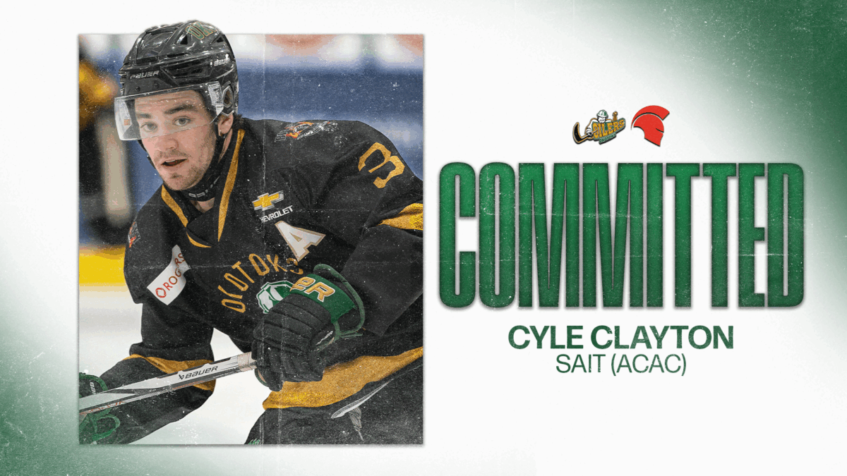 Cyle Clayton commitment. (Geyan Predas and Chad Goddard/Okotoks Oilers)