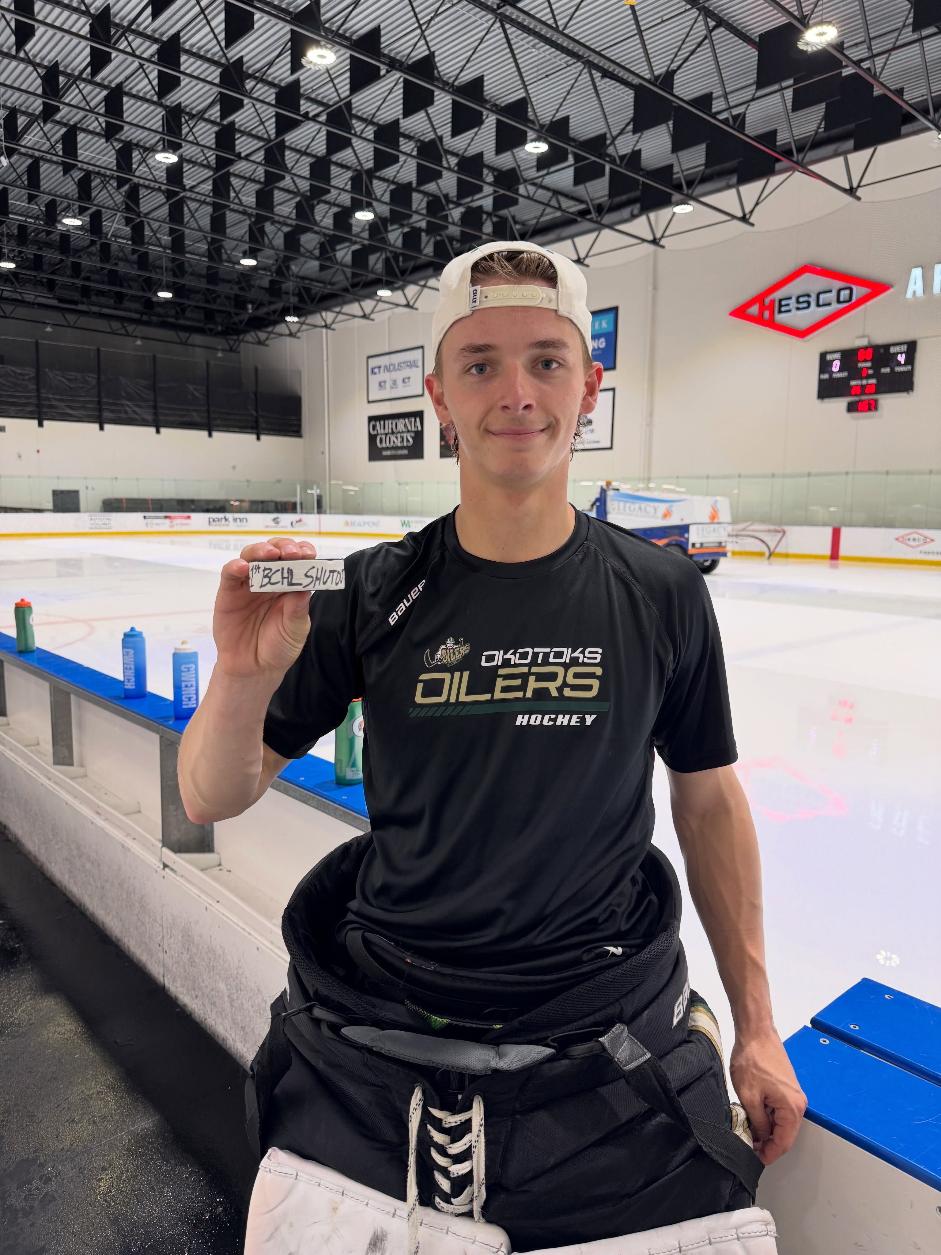 Congratulations to Ryder Shields for picking up his first ever BCHL shutout today against the Chilliwack Chiefs.

#OkotoksOilers #BCHL #Shields