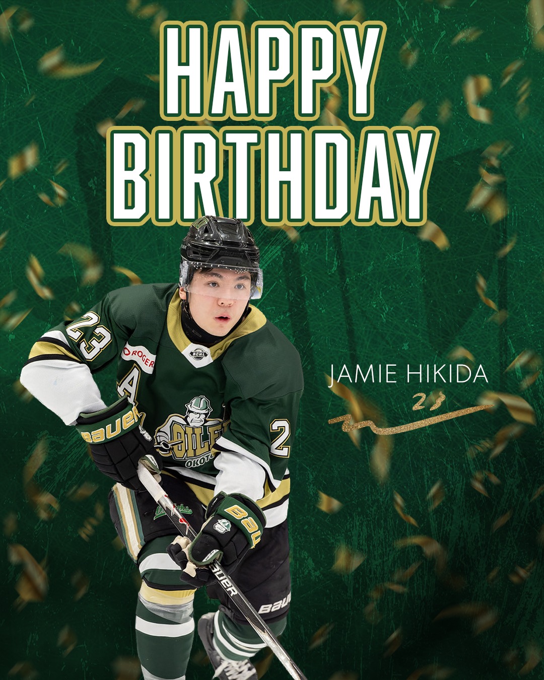 We would like to wish Jamie Hikida a very happy belated birthday!!

#BuiltAlbertaStrong | #OkotoksOilers
📸 @chadegoddard 
©️ Kiana Briscoe 2026