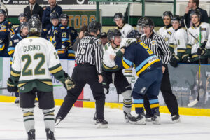 Nate Porter in a wrestling match with a Saint. (Chad Goddard/Okotoks Oilers)