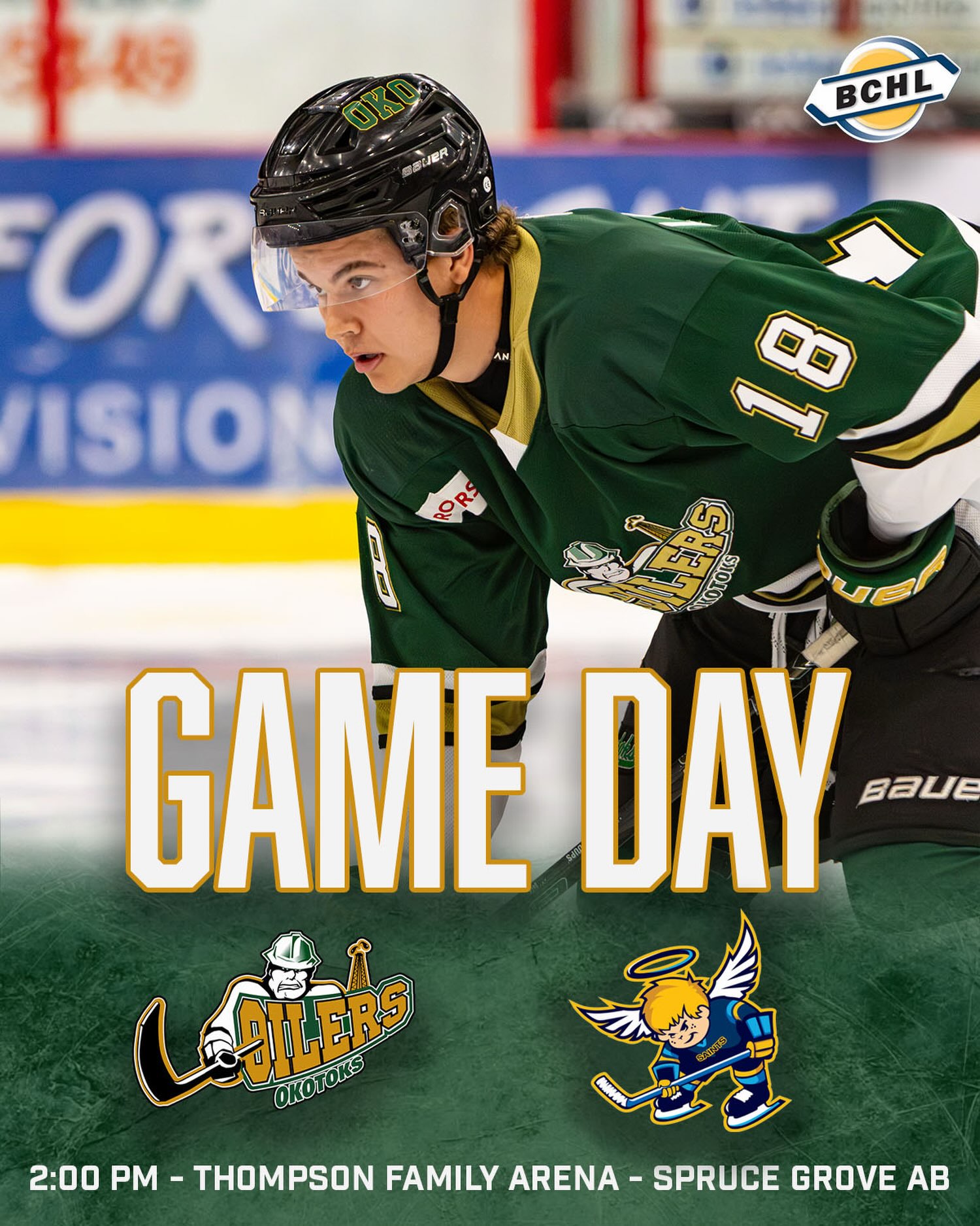 It’s game day, our second game of the 2026-2027 BCHL season!

Early start time here in Spruce Grove for our Sunday matchup.

If you can’t make it, be sure to tune into FloHockey.

📸 @scott_savard_photography 

#OkotoksOilers #BCHL
