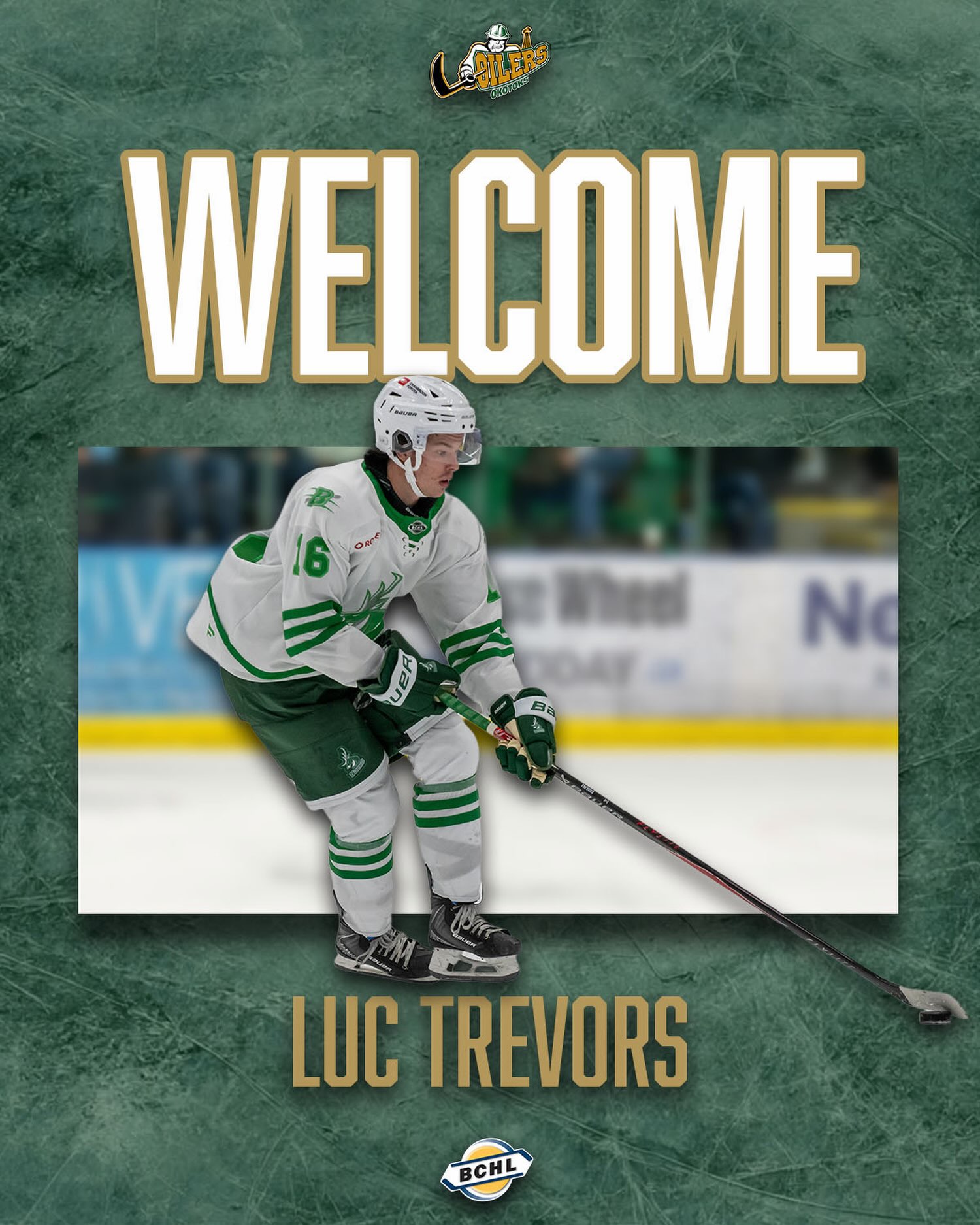 Hey Green Army, help us welcome our newest addition @luc_trevors9 to Okotoks!

We can’t wait to see Trevors in the Green and Gold!

To read more about Trevors visit OkotoksOilers.com!

#OkotoksOilers #BCHL