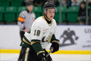 Fraser Leonard locked in. (Chad Goddard/Okotoks Oilers)